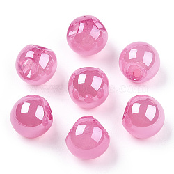 Opaque Acrylic Beads, Round, Top Drilled, Hot Pink, 19x19x19mm, Hole: 3mm(OACR-G012-03A)