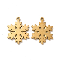 Ion Plating(IP) 304 Stainless Steel Pendants, Christmas Snowflake Charms, Golden, 19x15x1.4mm, Hole: 1.4mm(STAS-M089-59G)