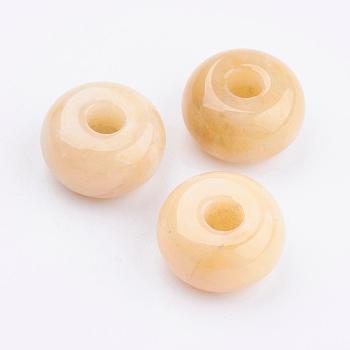 Natural Topaz Jade European Beads, Large Hole Beads, Rondelle, 14x8mm, Hole: 4mm