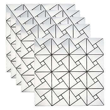 Square Mosaic Aluminum Plastic Self-Adhesive Wall Stickers, for Shelf Liner Dresser Drawer Locker, Silver, 30x30x0.3cm