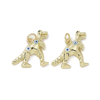 Real 18K Gold Plated Brass Micro Pave Cubic Zirconia Pendants, with Enamel and Jump Ring, Dinosaur Charms, Light Sky Blue, 17.5x23x4mm, Hole: 3.5mm