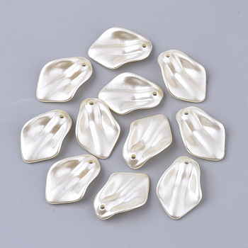 ABS Plastic Imitation Pearl Pendants, Petal/Leaf, Beige, 24x16.5x4.5mm, Hole: 1.5mm