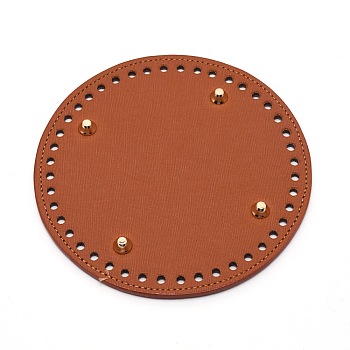 PU Leather Flat Round Bottom, for Knitting Bag, Women Bags Handmade DIY Accessories, Camel, 15x0.4cm, Hole: 4.5mm