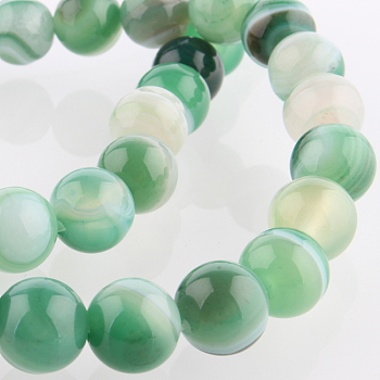 Natural Striped Agate/Banded Agate Round Bead Strands, Dyed, Aquamarine, 8mm, Hole: 1mm, about 49pcs/strand, 14.96 inch