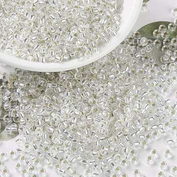 MIYUKI Round Rocailles Beads, Japanese Seed Beads, (RR1) Silverlined Crystal, 8/0, 3mm, Hole: 1mm, about 422~455pcs/bottle, 10g/bottle