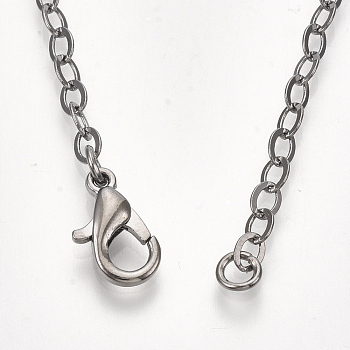 Brass Cable Chain Necklaces, with Lobster Claw Clasps, Gunmetal, 32 inch(81.5cm)