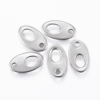 201 Stainless Steel Chain Tabs, Chain Extender Connectors, Oval, Stainless Steel Color, 12x7x0.8mm, Hole: 1.2mm