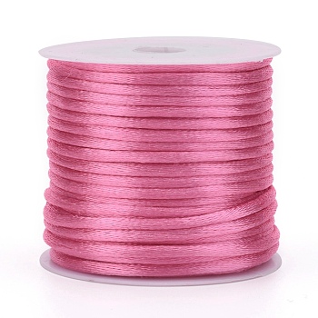 Nylon Cord, Satin Rattail Cord, for Beading Jewelry Making, Chinese Knotting, Pearl Pink, 1mm, about 32.8 yards(30m)/roll