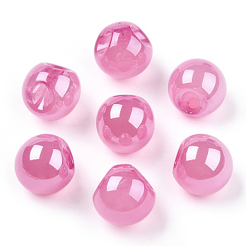 Opaque Acrylic Beads, Round, Top Drilled, Hot Pink, 19x19x19mm, Hole: 3mm