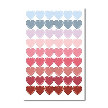Gradient Color Heart Adhesive Paper Stickers, for Scrapbooking, Diary, Planner, Envelope & Notebooks, Mixed Color