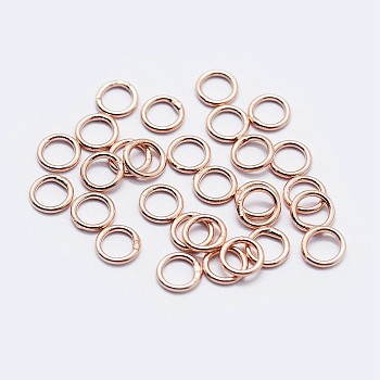 925 Sterling Silver Round Rings, Soldered Jump Rings, Closed Jump Rings, Rose Gold, 18 Gauge, 8x1mm, Inner Diameter: 6mm, about 50pcs/10g