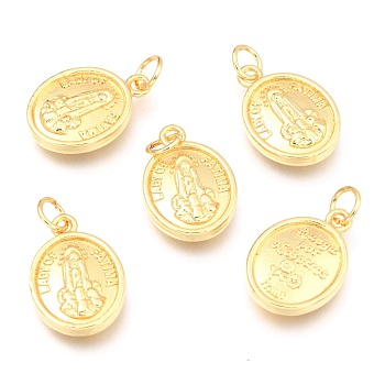 Alloy Pendants, Long-Lasting Plated, with Jump Ring, Oval, Real 18K Gold Plated, 17x12x3mm, Hole: 3.5mm