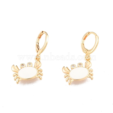 Boucles d'oreilles pendantes crabe en zircone cubique transparente avec émail(EJEW-N012-96)-2