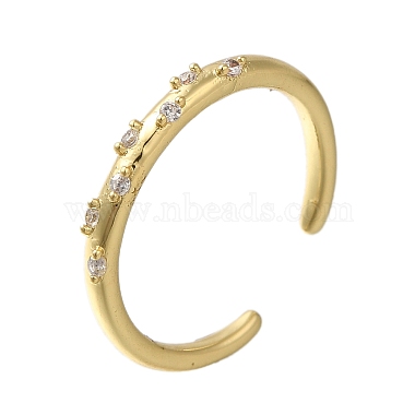 Real 18K Gold Plated Rack Plating Brass Micro Pave Cubic Zirconia Cuff Finger Rings for Women(RJEW-C115-01G)-5