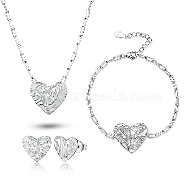 Heart Stainless Steel Bracelets & Earrings & Necklaces