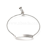 Non-Tarnish 304 Stainless Steel Box Chain Slider Bracelets, Blank Link Bracelets for Women, Stainless Steel Color, 10-3/4 inch(27.35cm)(BJEW-M233-02P)