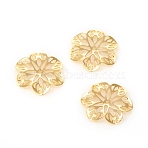Brass Filigree Joiners Links, Cadmium Free & Lead Free, Long-Lasting Plated, Flower, Golden, 21x2mm, Hole: 1mm(KK-I669-15G)