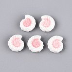 Handmade Porcelain Beads, Conch Shape, Hand Painted, Famille Rose Porcelain, Pink, 16~17x14.5~15.5x7mm, Hole: 2~2.5mm(PORC-Q008-03A)