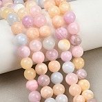 Natural Green Jade Beads Strands, Multi Color Yellow Theme Dyed, Round, Colorful, 8~8.5mm, Hole: 1.2mm, about 51pcs/strand, 15.87~15.94''(40.3~40.5cm)(G-G757-03-8mm)