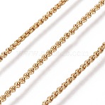 304 Stainless Steel Box Chains, Venice Chains, with Spool, Unwelded, Golden, 1.5x1.5x0.6mm, about 82.02 Feet(25m)/roll(CHS-E018-02G)