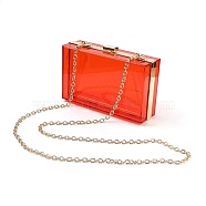 Acrylic Women's Transparent Bags Crossbody Bags, with Iron Chains Shoulder Strap, for Work, Events, Makeup Sturdy Transparent Pocketbook, Rectangle, Orange Red, 12x18.3x5.4cm(AJEW-C004-01A)