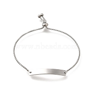 304 Stainless Steel Box Chain Slider Bracelets, Blank Link Bracelets for Women, Stainless Steel Color, 10-3/4 inch(27.35cm)(BJEW-M233-02P)