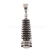 304 Stainless Steel Big Pendants, Pagoda Charm, Antique Silver, 52.5x14.5x13mm, Hole: 10x6mm(STAS-K283-29AS)