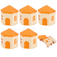 Paper Small House Gift Boxes, Candy Storage Case for Christmas Wedding Halloween Party Supplies, Dark Orange, 8.5x7.6x9.4cm(CON-WH0088-55B)