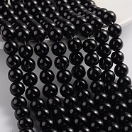 Painted Glass Bead Strands, Baking Paint, Round, Black, 10mm, Hole: 1.3~1.6mm, about 80pcs/strand, 31.4 inch(DGLA-S071-10mm-90)