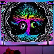 UV Reactive Blacklight Trippy Polyester Wall Hanging Tapestry, for Bedroom Living Room Decoration, Rectangle, Tree, 730x950mm(LUMI-PW0006-39A)