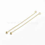 Brass Cable Chain Big Pendants, with Bar & Ball, Real 18K Gold Plated, 76x4mm, Hole: 2mm(X-KK-T032-155G)