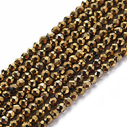 Electroplated Glass Beads Strands, Faceted, Rondelle, Golden Plated, 2mm, Hole: 0.5mm, about 192~194pcs/strand, 12.99~13.39 inches(33~34cm)(EGLA-S174-23D-04)