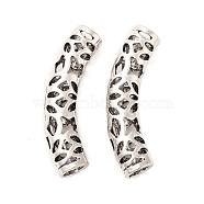 Tibetan Style Alloy Hollow Curved Tube Beads, Antique Silver, 40x13x8mm, Hole: 5.5mm(FIND-Z063-34AS)