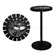Wooden Wheel, Wooden Display Shelf, Black Holder Stand, Rustic Divination Pendulum Storage Rack, Witch Stuff, Mushroom Pattern, Wheel: 120x8mm, 2pcs, Studdle: 288x12mm, 1pc(DJEW-WH0046-007)
