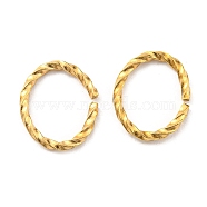 316 Surgical Stainless Steel Jump Rings, Open Jump Rings, Twisted, Oval, Real 18K Gold Plated, 18 Gauge, 12x10x1mm, Inner Diameter: 9.8x8mm(STAS-N092-164G)