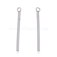 201 Stainless Steel Pendants, Column/Bar, Stainless Steel Color, 28x1.5mm, Hole: 1.8mm(STAS-L238-070D-P)