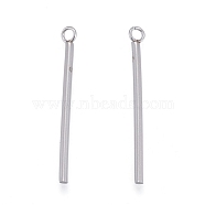 Tarnish Resistant 201 Stainless Steel Pendants, Column/Bar, Stainless Steel Color, 28x1.5mm, Hole: 1.8mm(STAS-L238-070D-P)