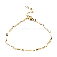 Ion Plating(IP) 304 Stainless Steel Bar Link Chain Bracelets, Golden, 7-1/4 inch(18.4cm)(BJEW-K226-10G)