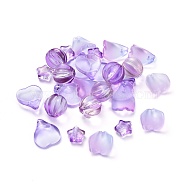 Electroplate Transparent Glass Beads, Mixed Shapes, Violet, 5~21x6~14x3~10mm, Hole: 0.9~1.2mm(EGLA-L027-D06)