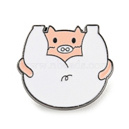 Animal Enamel Pins, Gunmetal Alloy Brooches for Backpack Clothes, Pig, 22.5x25x2mm(JEWB-P024-A01)