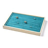 Wooden Ring Presentation Display Boxes, Cover with Velvet, Rectangle, Dark Cyan, 35x24x3.5cm(ODIS-P008-07)