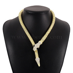 Alloy Popcorn Chain Necklaces, Crystal Rhinestone Magnetic Snake Necklace, Light Gold, 22.05 inch(56cm)(NJEW-Z020-01B-LG)