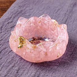 Resin Incense Burners, Lotus Incense Holders, with Natural Rose Quartz Chips inside, Home Office Teahouse Zen Buddhist Supplies, 78x78x38mm, Inner Diameter: 53mm(DJEW-H012-01A)