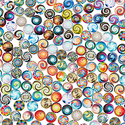 Elite 1 Bag Printed Glass Cabochons, for DIY Jewelry Making, Half Round with Mixed Patterns, Mixed Color, 12x5mm, 200pcs/bag, 1 bag/box(GGLA-PH0001-48)