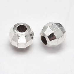 Faceted Round 925 Sterling Silver Beads, Silver, 6mm, Hole: 2.5mm, about 72pcs/20g(STER-F012-02F)