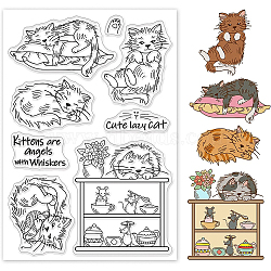 PVC Plastic Stamps, for DIY Scrapbooking, Photo Album Decorative, Cards Making, Stamp Sheets, Cat Pattern, 16x11x0.3cm(DIY-WH0167-56-1017)