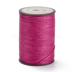 Round Waxed Polyester Thread String, Micro Macrame Cord, Twisted Cord, for Leather Sewing Stitching, Medium Violet Red, 0.8mm, about 54.68 Yards(50m)/Roll(YC-D004-02E-071)