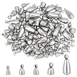 Elite 100Pcs 5 Style 201 Stainless Steel Tail Chain Drop Charms, Stainless Steel Color, 6~13x3~5mm, Hole: 1.4~2.4mm, 20pcs/style(STAS-PH0005-27)