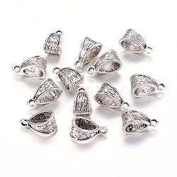 Tibetan Style Tube Bails, Loop Bails, Bail Beads, Antique Silver Color, about 7.5mm wide, 15mm long, hole: 1.5mm(X-EJ10386)