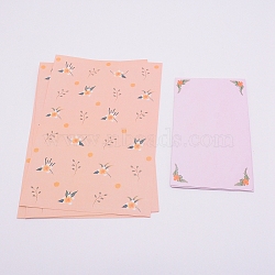 Paper Envelopes & Letter Papers Set, Rectangle with Flower Pattern, Coral, 15~21x9~14.5x0.01~0.05cm, 9pcs/set(DIY-WH0204-62H)